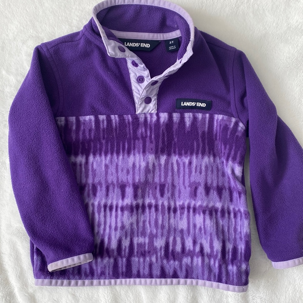 Lands End Girls Quarter Snap Fleece